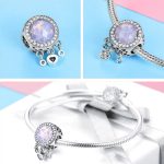 Ezüst charm, cirkónia, üveg