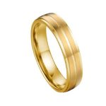 Herren-Ehering, mit graviertem Streifen, Edelstahl, goldfarben, Größe 8