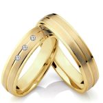 Herren-Ehering, mit graviertem Streifen, Edelstahl, goldfarben, Größe 8