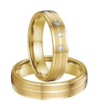 Herren-Ehering, mit graviertem Streifen, Edelstahl, goldfarben, Größe 8