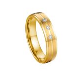 Damen-Ehering, mit graviertem Streifen, Edelstahl, goldfarben, Größe 10