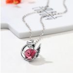 Halskette mit Schwanenanhänger, verziert mit Swarovski-Kristallen, rosa