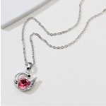 Halskette mit Schwanenanhänger, verziert mit Swarovski-Kristallen, rosa