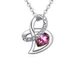 Halskette mit Herzanhänger verziert mit Swarovski-Kristallen, rosa