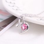 Halskette mit Herzanhänger verziert mit Swarovski-Kristallen, rosa