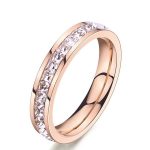 Damen-Verlobungsring, Edelstahl, Kristall, Roségold, Größe 8