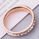 Damen-Verlobungsring, Edelstahl, Kristall, Roségold, Größe 8