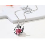 Set aus Schwanenhalskette und Ohrringen, verziert mit Swarovski-Kristallen, rosa