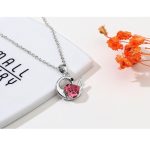 Set aus Schwanenhalskette und Ohrringen, verziert mit Swarovski-Kristallen, rosa