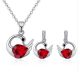 Set aus Schwanenhalskette und Ohrringen, verziert mit Swarovski-Kristallen, rot