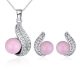 Set aus Perlenkette und Ohrringen, verziert mit Swarovski-Kristallen, rosa