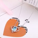 Halskette mit Herzanhänger, verziert mit Swarovski-Kristallen, Aquamarin