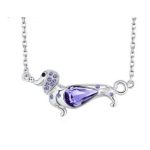 Halskette mit Hundeanhänger, verziert mit Swarovski-Kristallen, Tansanit