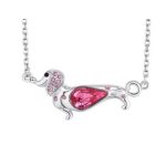 Halskette mit Hundeanhänger, verziert mit Swarovski-Kristallen, rosa
