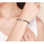 Damenarmband, Silber/Kunstleder-Kombination, 18 cm