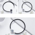 Damenarmband, Silber/Kunstleder-Kombination, 17 cm