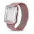 Apple-Watch-Armband mit Gehäuse, Edelstahl, 42 mm, rosa