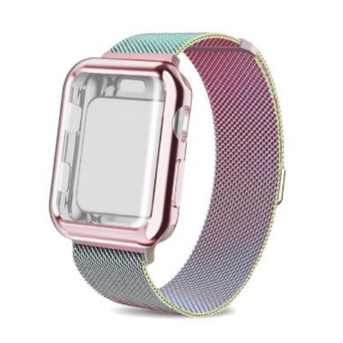 Apple Watch Armband mit Gehäuse, Edelstahl, 42 mm, farbig