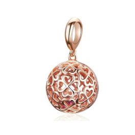  Silberanhänger, durchbrochenes Blumenmuster, Roségold