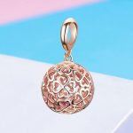  Silberanhänger, durchbrochenes Blumenmuster, Roségold