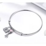 Silbernes Armband, Schloss und Schlüssel