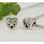  Silberner Herzanhänger mit Schleife und Kristallen