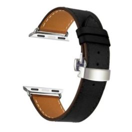 Apple Watch Armband, Leder, 42-44 mm, Schwarz-Silber