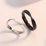 Ezüst karikagyűrű, egy pár, ezüstszín-fekete