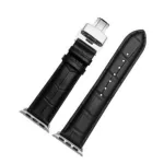 Apple Watch Armband mit Metallschnalle, Leder, 42-44 mm, schwarz