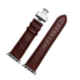   Apple Watch Armband mit Metallschnalle, Leder, 42-44 mm, braun