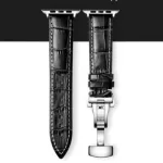 Apple Watch Armband mit Metallschnalle, Leder, 38-40 mm, schwarz