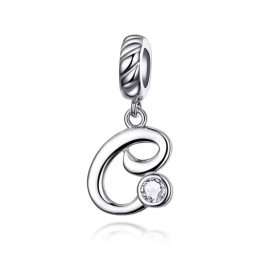 Ezüst charm, C betű cirkónium kristállyal