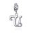Ezüst charm, U betű cirkónium kristállyal