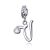 Ezüst charm, V betű cirkónium kristállyal