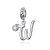 Ezüst charm, W betű cirkónium kristállyal