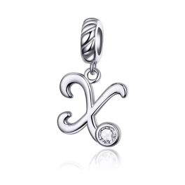 Ezüst charm, X betű cirkónium kristállyal