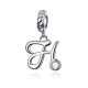 Ezüst charm, H betű cirkónium kristállyal