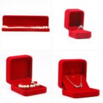 Schmuckkästchen für Halskette, Samt, rot