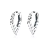 Silberohrringe, moderne Linie, mit Zirkoniumkristall, in silberner Farbe