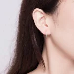 Silberohrringe, moderne Linie, mit Zirkoniumkristall, in silberner Farbe