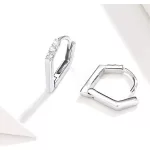 Silberohrringe, moderne Linie, mit Zirkoniumkristall, in silberner Farbe