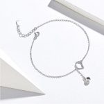 Silbernes Fußkettchen mit Katzenkopf, Platinbeschichtung