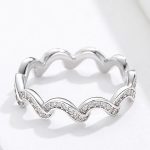  Silberring gewellt, mit Zirkonkristall, Größe 6