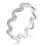 Silberring gewellt, mit Zirkonkristall, Größe 8