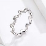 Silberring gewellt, mit Zirkonkristall, Größe 8