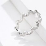 Silberring gewellt, mit Zirkonkristall, Größe 8