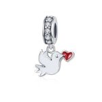  Silberner Taubenanhänger mit Zirkoniumkristall
