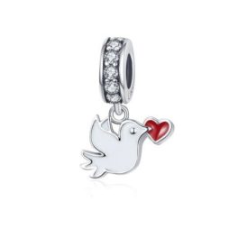  Silberner Taubenanhänger mit Zirkoniumkristall
