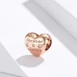  Silberner Herzanhänger mit Zirkonkristall, Roségold