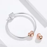  Silberner Herzanhänger mit Zirkonkristall, Roségold